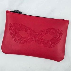 Ipsy Faux Red Leather Masquerade Cosmetic Glam Bag